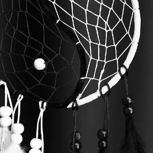 Handmade Yin Yang Dream Catcher Circular Net With Feathers