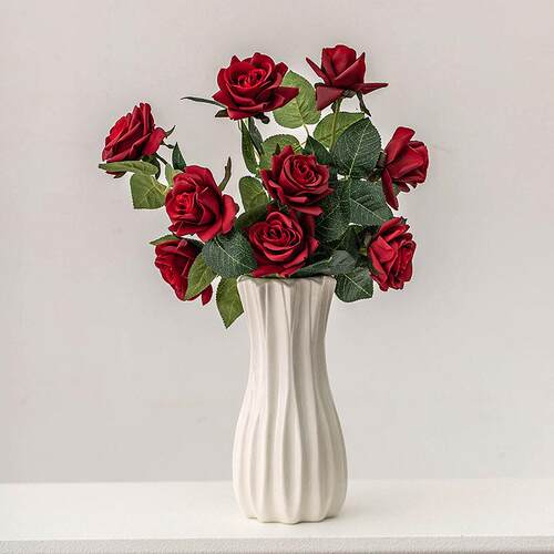 Flower Vase Decoration Home Plastic Vase White Imitation Cer