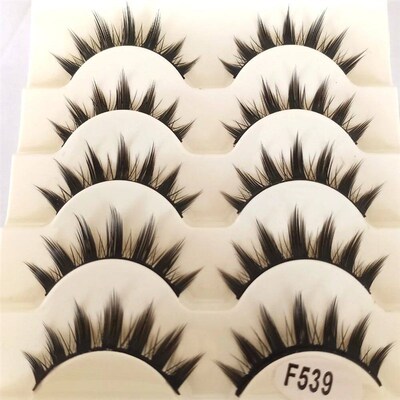 Natural Long Cosplay Makeup Cross Strip False Eyelashes Blac