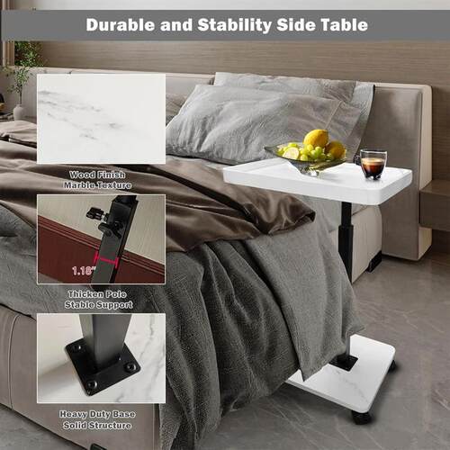 Rolling Cart Overbed Bedside Table Laptop Desk Couch Side 36