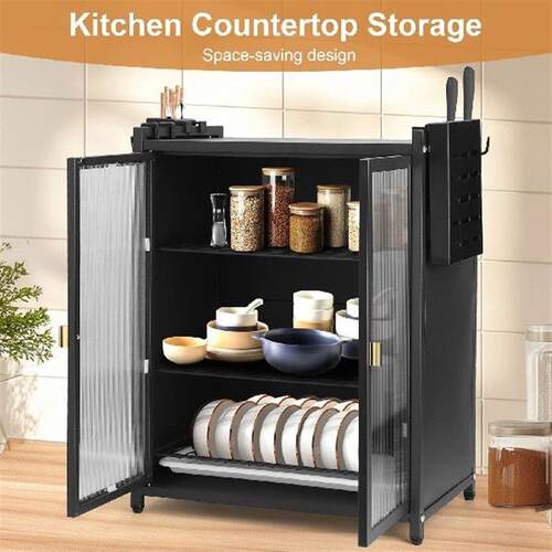 3-Tier Kitchen Countertop Cabinet Dustproof Dish Cabinet