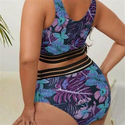 Large size high waist split bikini womens swimsuit