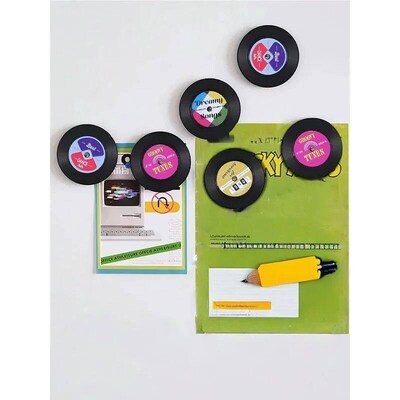 Vintage Fridge Magnets, Cassette Tape And Record Style,Home