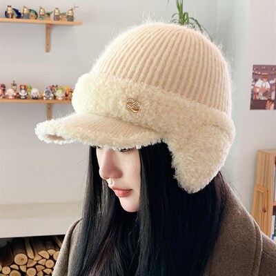 帽Winter hat for women and warm wool wrap cap for men autumn