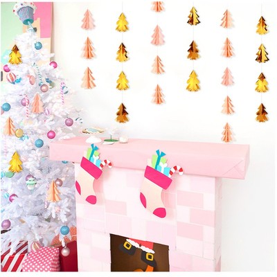 3D paper Christmas tree string  Flag Ornament decorate gift