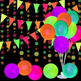 100Pcs Neon Happy Birthday Balloons 12inch UV Glow