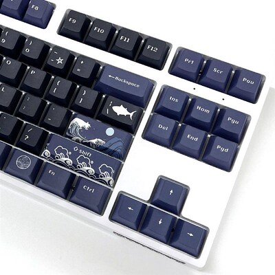 129 Keys Coral Sea Keycaps Black English Cherry Profile PBT
