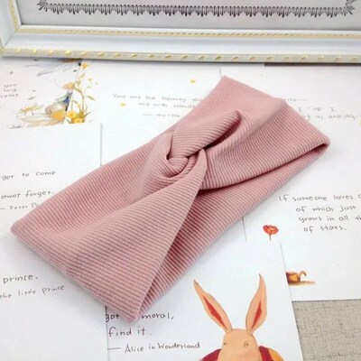 Women Girls Solid Color Headbands Knitted Cotton Hair Bands
