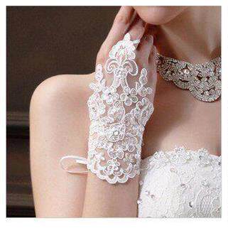 Crystal lace BRIDAL glove WEDDING PARTY GLOVES Fingerless