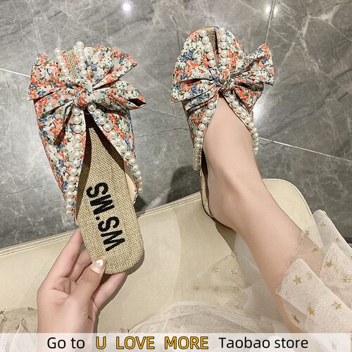 New Summer Slipper Flat Slippers for Women Outdoor Pearl Sl
