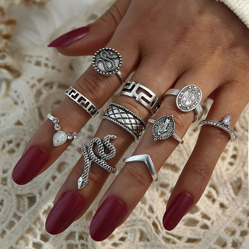 Finger Rings Set Women Knuckle Rings Female Jewelry 戒指套装