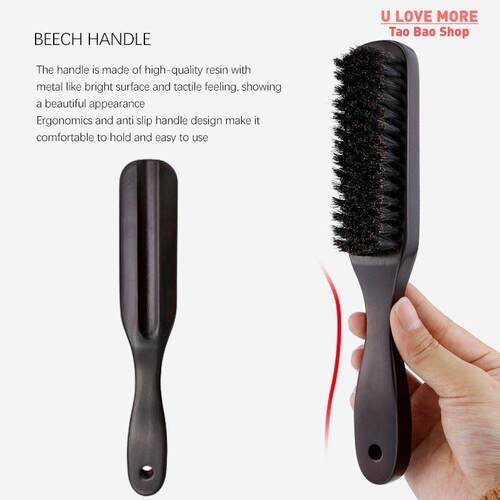 Wood Handle Boar Bristle Cleaning Brush Hairdressing Men Bea