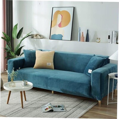 Velvet Fabirc Elastic Sofa Cover Solid L shape velvet Sofa