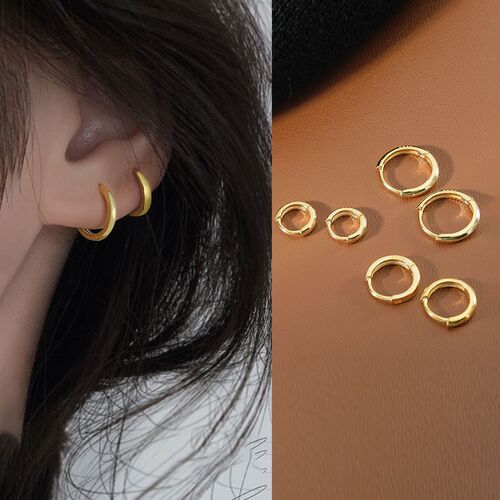 1Pair S925 Sterling Silver French Small Hoop Earrings for Wo