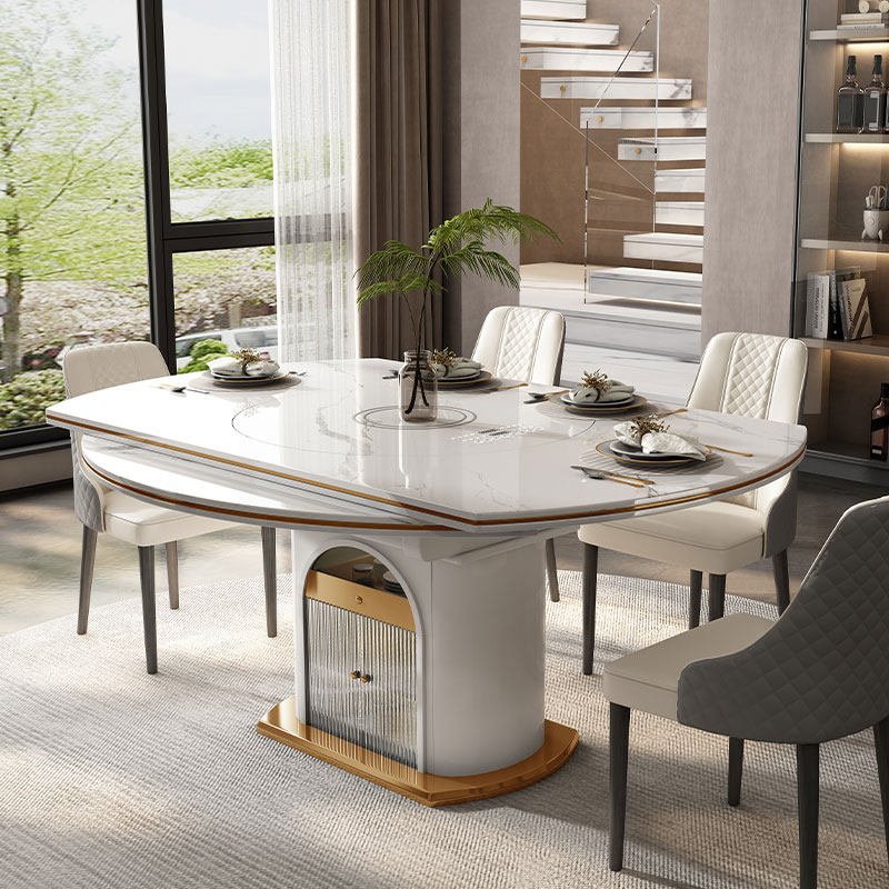 多功能方圆两用带自动保温电磁炉转盘家用小户型伸缩折叠极简餐桌,住宅家具,岩板餐桌,淘宝优惠券,粉丝福利购,淘宝优惠卷