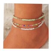Colorful Beaded Women set For Bohemian Anklets 3pcs Beads