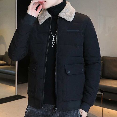 Winter Mens Cotton-padded Clothes Fashionable Short Lamb Wo