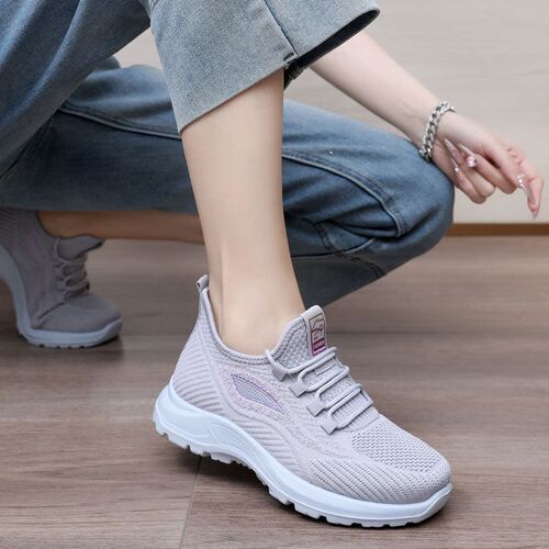 2025 Spring New Womens Shoes Breathable Flying Woven Lightw