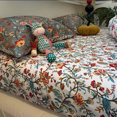 100% Cotton Bedding Set Duvet Cover Bed Fitted Sheet 4pc set