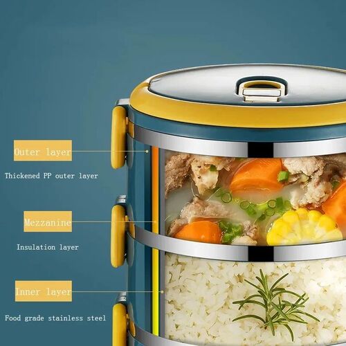 Multi-layer Lunch Box Stainless Steel Insulated Bento Food C