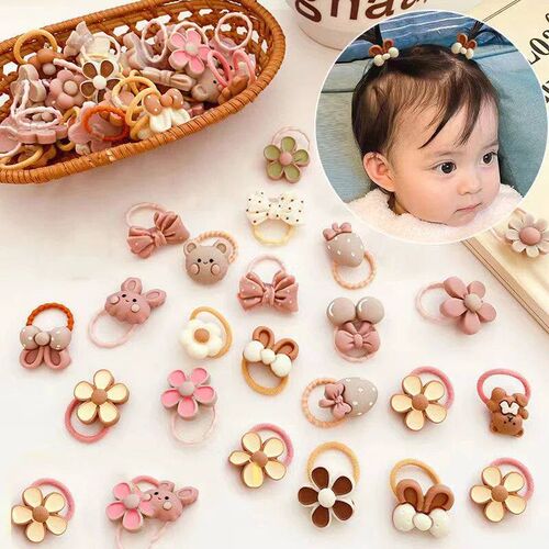20Pcs/Lot Cute Cartoon Bear Rabbit Hair Band Girls Elastic R
