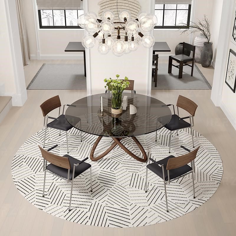 HERZZI新款钢化玻璃层餐桌家用带转盘白蜡木实木圆形餐桌椅,住宅家具,玻璃餐桌,淘宝优惠券,粉丝福利购,淘宝优惠卷