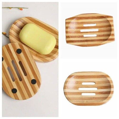 Durable Bamboo Soap Tray Square Wooden Soap Holder Drain