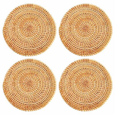 4 Pcs Rattan Trivets for Hot Dishes-Insulated Hot