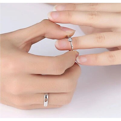 2Pcs/sets Zircon Heart Matching Couple Rings Set  Endless Lo