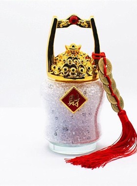 黄粉水晶一桶金摆件客厅家居装饰一桶江山办公室桌面乔迁开业礼品