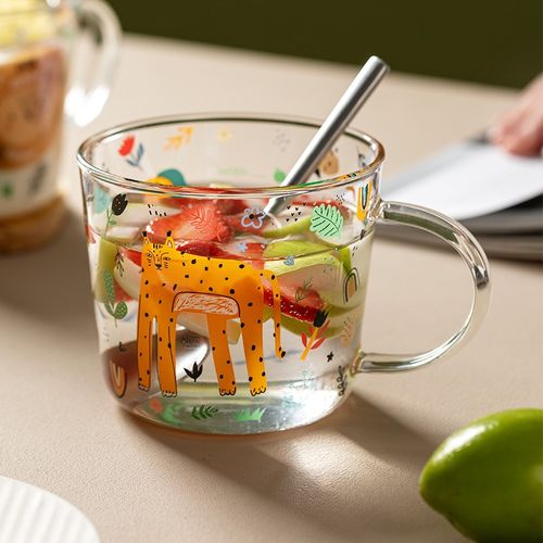 玻璃杯带刻度儿童牛奶杯微波炉可加热水杯早餐杯子泡喝奶粉专用杯