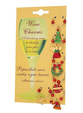 1Set Christmas Wine Glass Decoration Charms Party New Year C