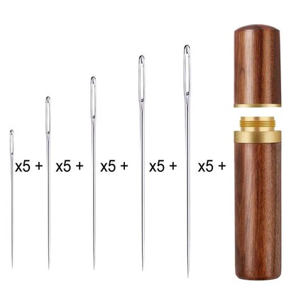 25PCS Large Eye Stitching Needles, 5 Sizes Big Eye Hand Sewi