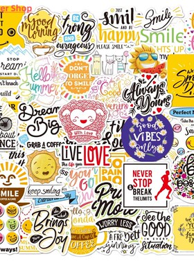 50pieces of English inspirational letter waterproof stickers