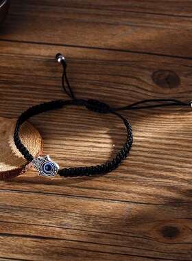 2PCS Blue Evil Eye Couple Bracelet Sets for Woman Men Charm