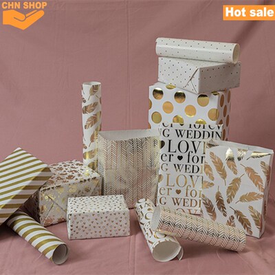 Birthday wrapping paper Gold foil Gift box wrapper Christmas