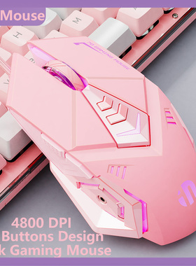 Pink Gaming Mouse RGB Backlight USB Optical Wired Mouse 4 Le