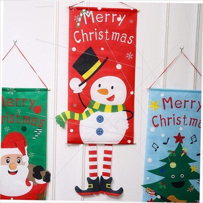 Christmas hanging cloth elk Santa Claus flag耶诞海报挂旗