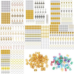 50-160pcs Metal African Hair Rings Beads Cuffs Tubes Charms