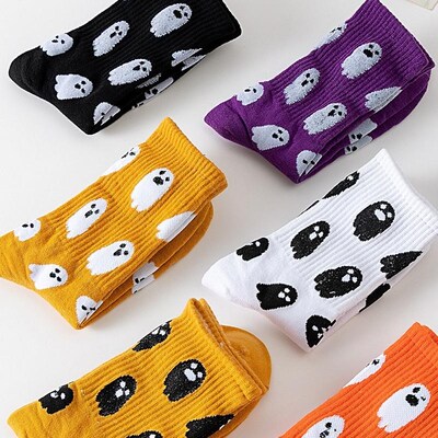 Halloween Socks Cute Ghost Socks万圣节袜子可爱幽灵袜子中筒袜