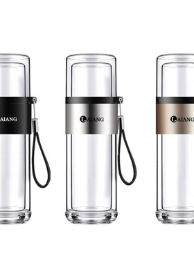 LING茶水分离泡茶杯便携过滤杯子个人专用茶道层玻璃水杯男