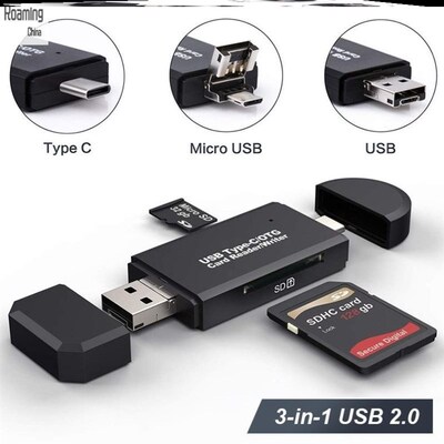 USB 3.0 OTG Micro USB Type C SD Memory Card Reader读卡器