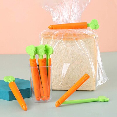 5pcs Bag Clips Portable Food Snack Bag Sealing Clamp Carrot