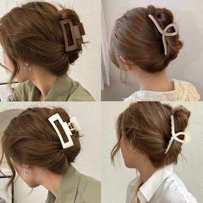 发夹Hot Sale Solid Color Claw Clip Large Barrette Crab Hair