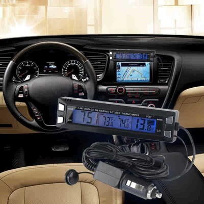 Car LCD Auto Thermometer Voltmeter Clock Volt Temperature Mo