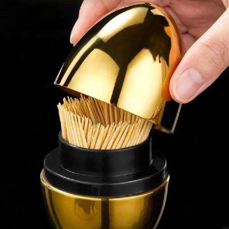 Eggs Shaped Toothpick Holder 304 Stainless Steel Toothpicks - 实物图