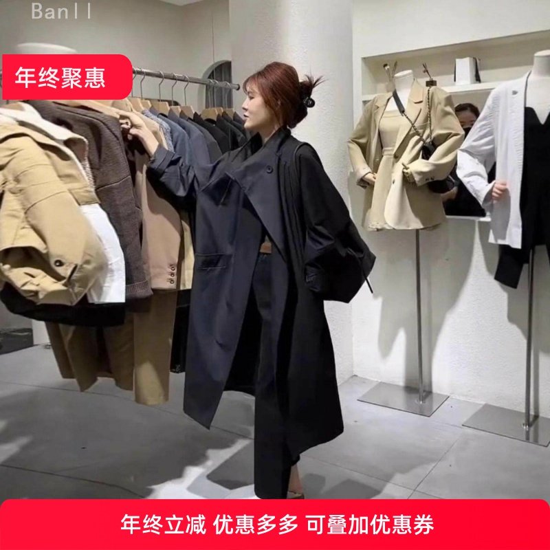 英伦风立领风衣女2025春秋秋新款慵懒风设计感宽松中长款过膝外套,女装/女士精品,风衣,淘宝优惠券,粉丝福利购,淘宝优惠卷