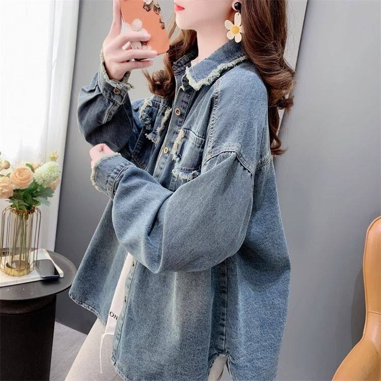 复古港味毛边牛仔衬衫女春季2025新款宽松炸街休闲设计感外套上衣,女装/女士精品,短外套,淘宝优惠券,粉丝福利购,淘宝优惠卷