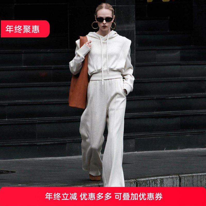 秋季高级感运动服套装女气质宽松假两件连帽卫衣时尚阔腿裤两件套,女装/女士精品,时尚套装,淘宝优惠券,粉丝福利购,淘宝优惠卷