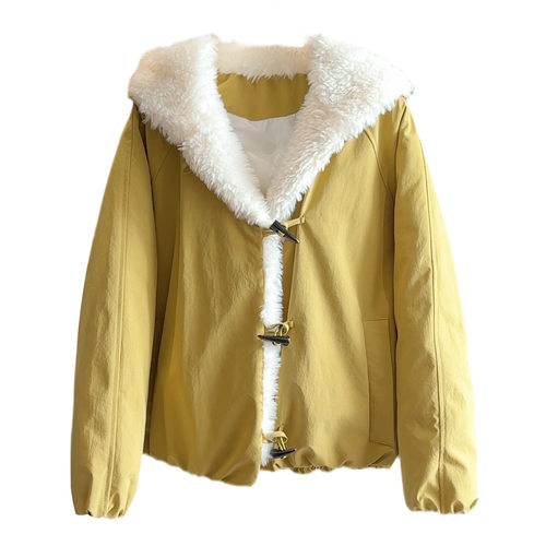 2025冬季新款韩系羊羔毛领连帽